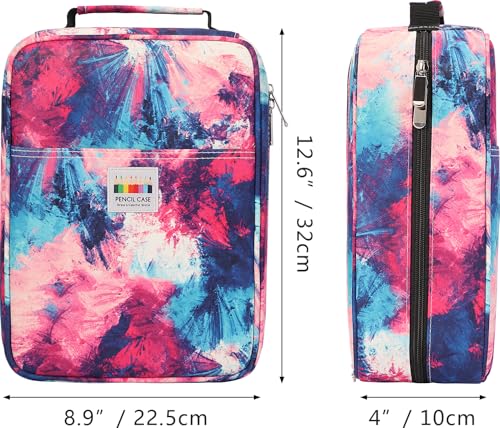 Image of 274 Slot Colored Pencil Case Pen Bag with Zipper for Artist Storage Organizer for Watercolor Pencil Gel Pen Marker Highlighter Large Capacity Handy Pencil Holder(Fireworks)