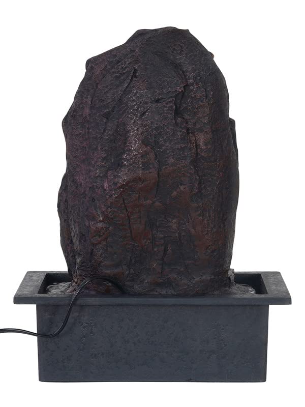 Image of Polyresin Chocolate Colour Ganesha Table Top Indoor Waterfall Fountain for Home Decor with LED Lights, Speed Controller Pump & Crystal Ball (Size: 25.5 x 21 x 18.5CM | Wt: 1145grm)