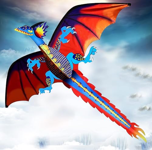 Riesiger Drachen-Drachen für Kinder und Erwachsene, leicht zu fliegen, 140 x 119 cm, Einzelleine mit Schwanz, 90 m Schnur Riesiger Drachen-Drachen für Kinder und Erwachsene, leicht zu fliegen, 140 x 119 cm, Einzelleine mit Schwanz, 90 m Schnur