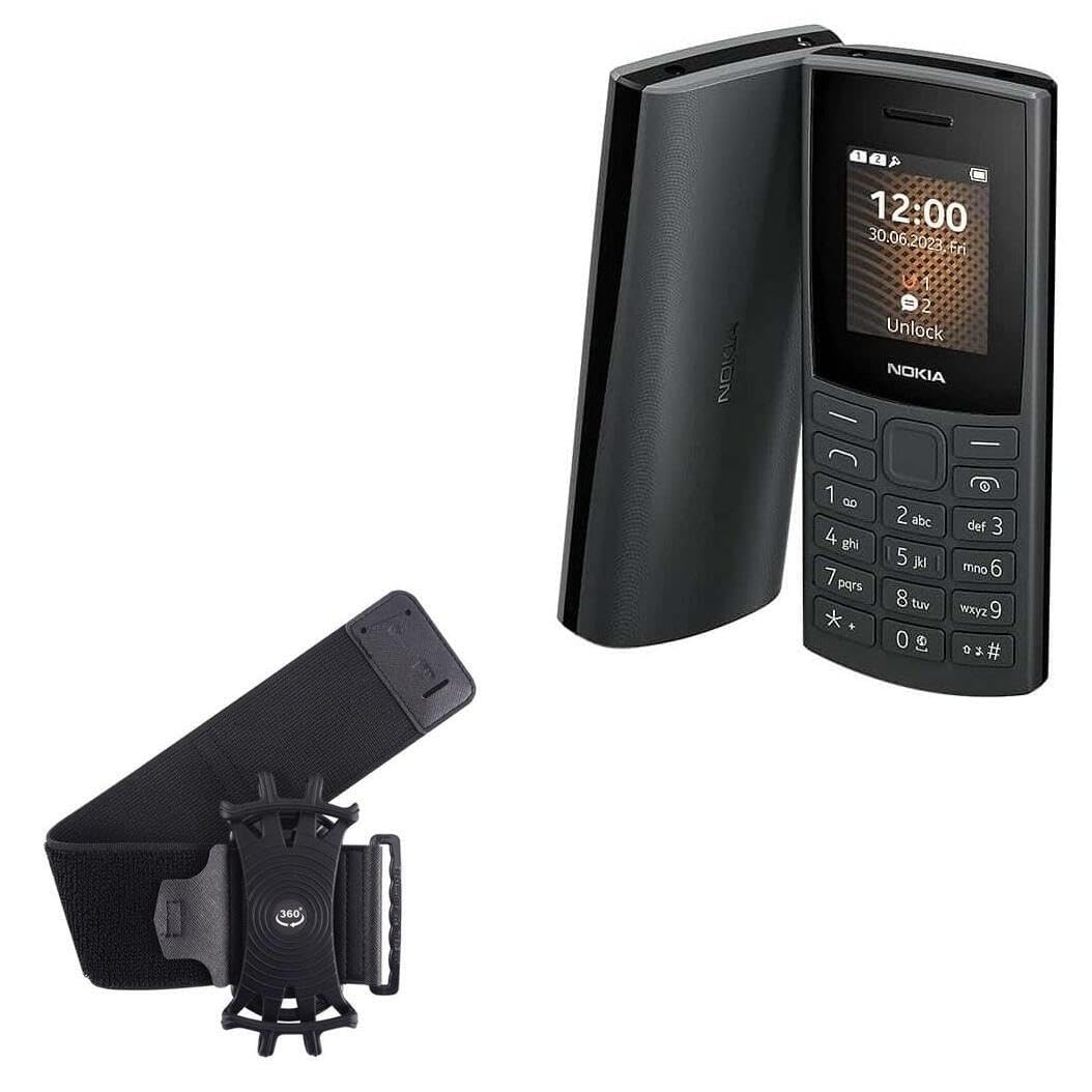 BoxWave Holster Compatible with Nokia 106 4G (2023) - ActiveStretch Sport Armband, Adjustable Armband for Workout and Running - Jet Black