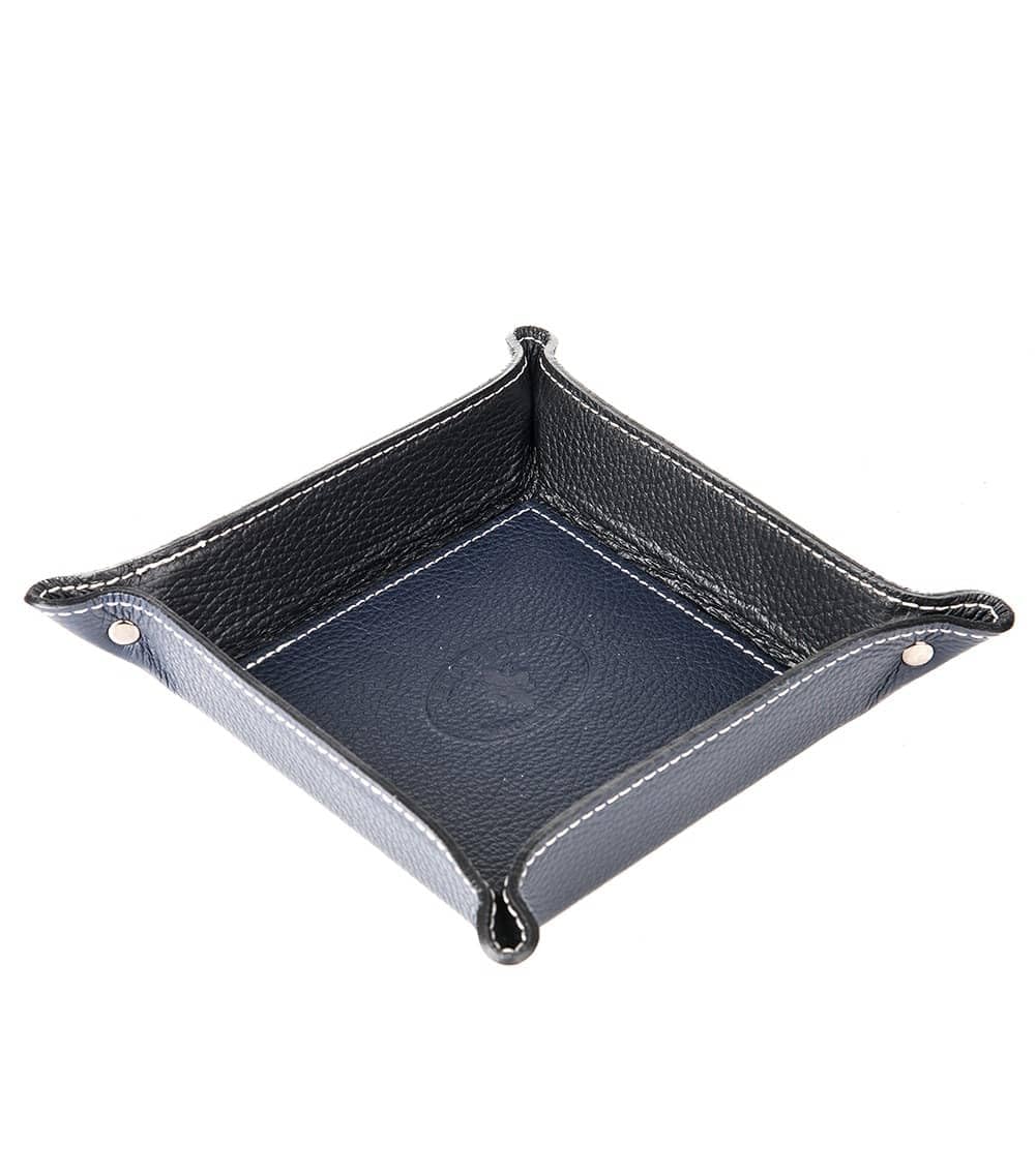 FrasiBags Bandeja Vaciabolsillos de Piel Made in Italy, Vaciabolsillos Recibidor para Llaves, Vacia Bolsillos de Cuero, Bandeja Porta Objetos Quadrada (Azul)
