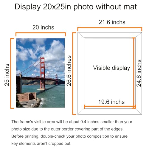Image of LUCKYLIFE 20x25 Picture Frame, Wall Hanging Poster Frames, Display Pictures 20 x 25 without Mat, Pack of 2, Black