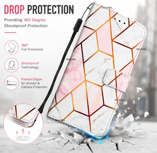 Image of TELETEL Marvel Magnetic Closure Flip Shock Proof Back Cover with Cards & Cash Pockets | Wallet Case - White & Pink for Vivo V50 5G