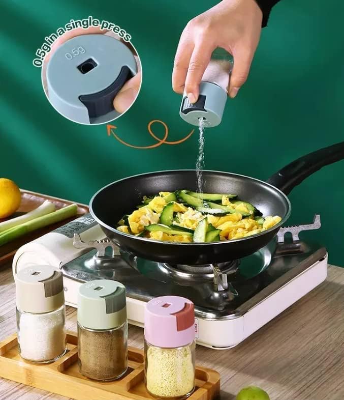 Image of Pepper and Salt Shakers,Salt Control Bottle Salt and Pepper Shaker Bottle,Spice Dispenser Air-Tight Clear Glass Bottle,(Multicolour,Pack of 1)