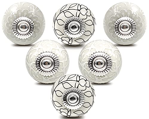 ZUZGO Bouton de Meuble Porcelaine Poignee Commode Ceramique Boutons de Porte Vintage pour Placard Tiroir (6 Pièces)