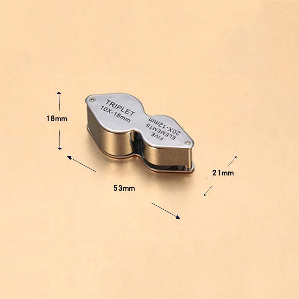 10X 20X leichte Lupe, komfortable Mini-HD-Linse zum Lesen, Silber, 21 x 53 x 18 mm Platte