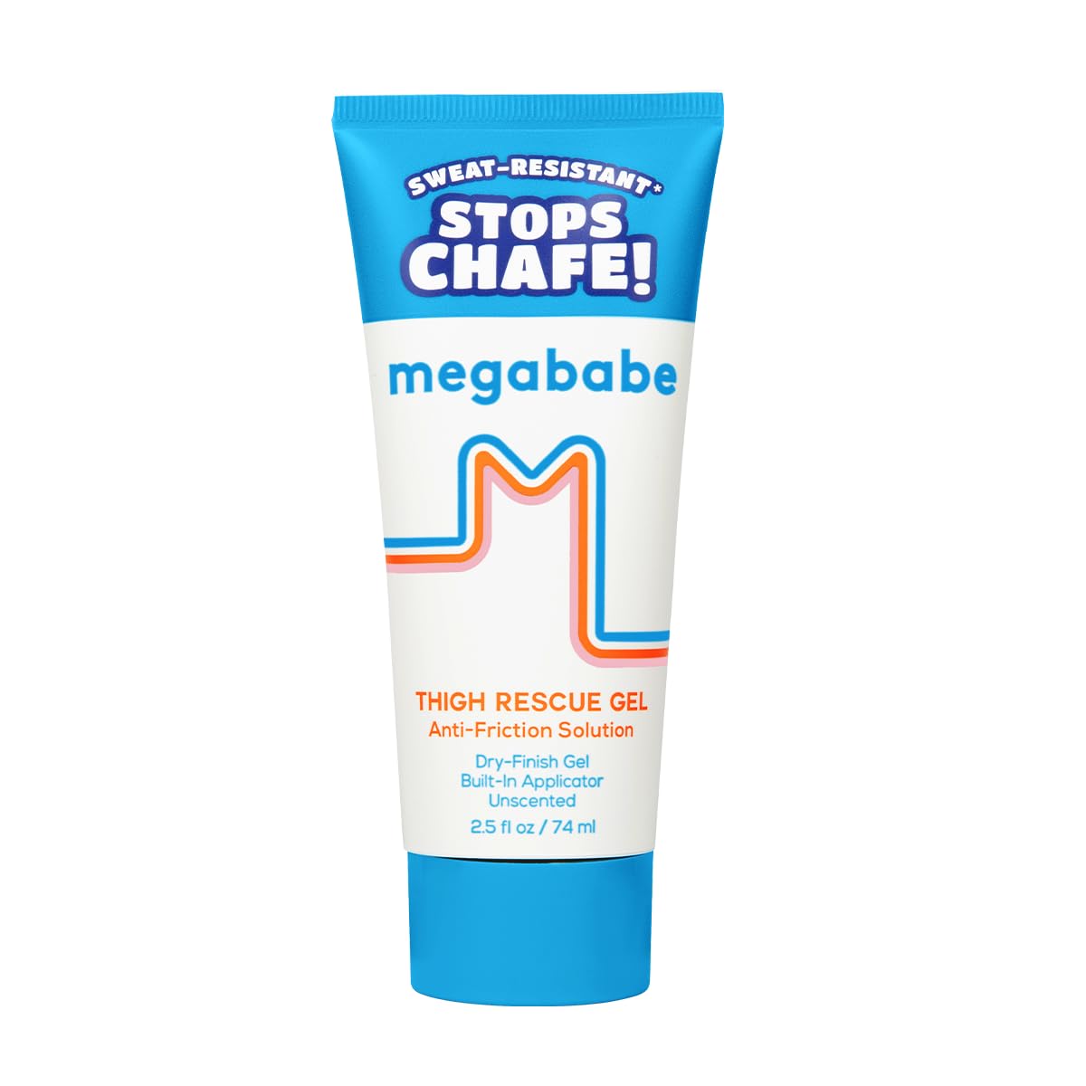 Megababe Thigh Rescue Gel | Clear Anti-Friction Barrier for Chafing | Sweat-Resistant | No-Mess Applicator | Thighs, Bra-Lines & More | 2.5 fl oz