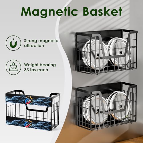 2 Set Magnetic Shelf for Fridge, Potato & Onion Storage Bins, Magnetic Fruit Basket for Refrigerator Pantry Kitchen Coun - Additional View