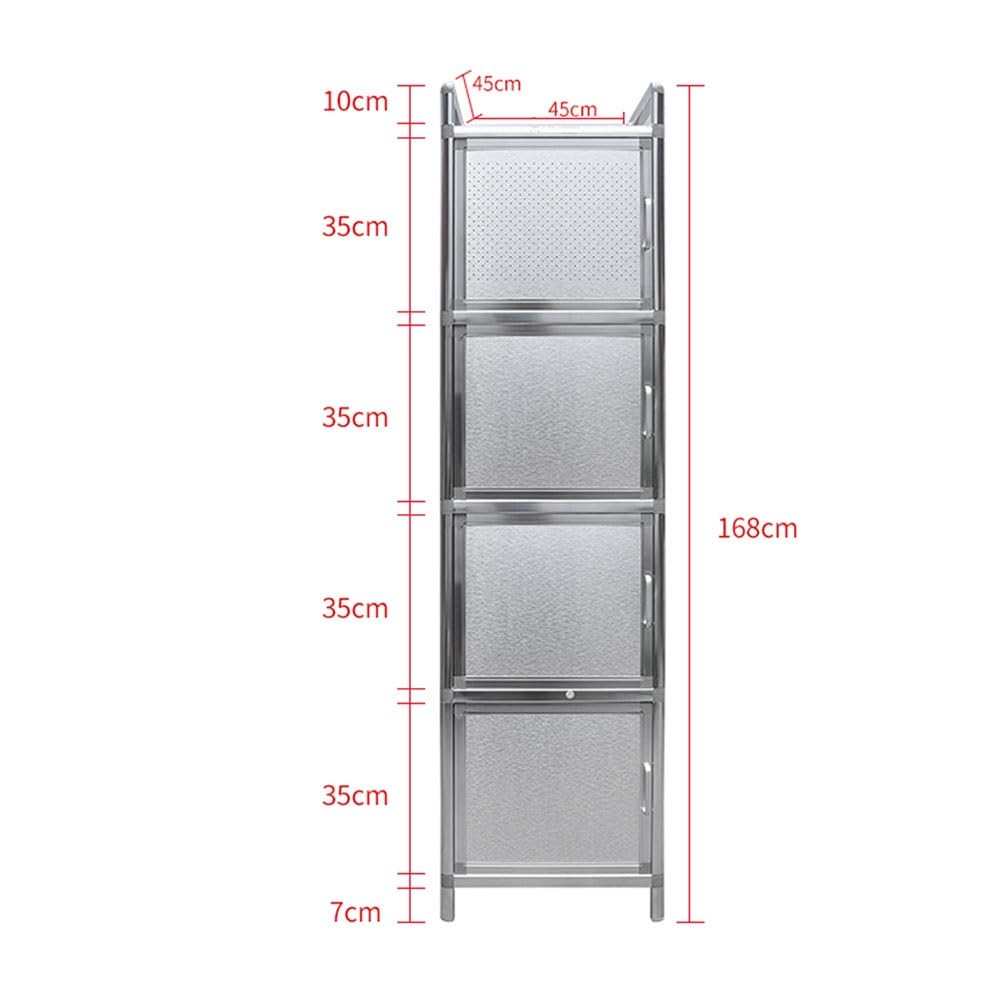 Mesa de trabajo de cocina de acero inoxidable con gabinete impermeable, mesa de preparación de pie para restaurantes y cafeterías (45 x 45 x 168 cm), solución de almacenamiento fácil de limpiar y