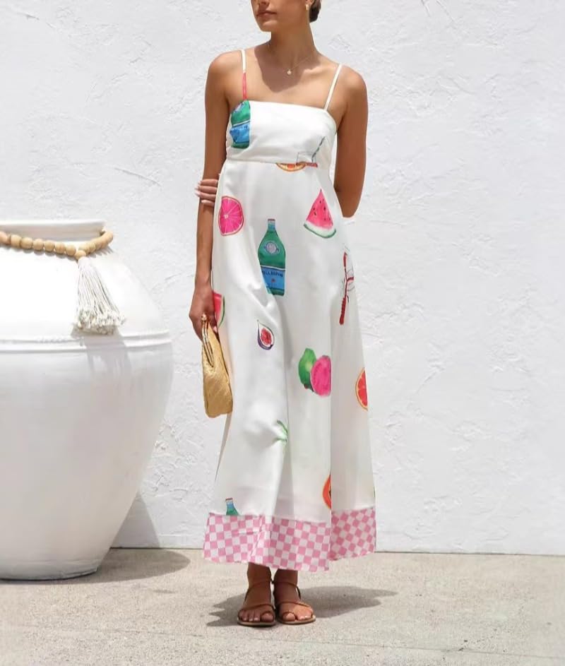 Women's Dresses Casual，Women's Dresses Summer，Summer High Waisted Printed Suspender Casual Fashion Dress2