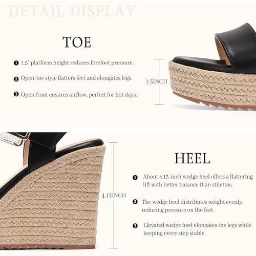 Image of VICKI.VICKI Women's Platform Sandals Wedge Ankle Strap Open Toe Sandals