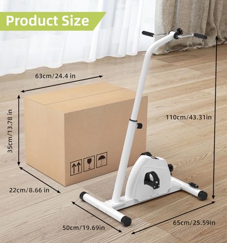 Image of HOMGIM 2-in-1 Pedal Exerciser for Arms & Legs - Adjustable Resistance Sit-Down Bike for Seniors, Stroke Recovery & Physical Therapy - Portable Under Desk Knee Peddler for Home Rehab（White）
