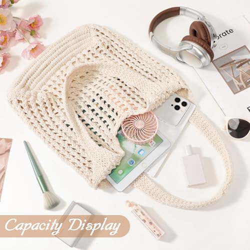 Image of Crochet Tote Beach Bags for Women Mesh Knit Boho Hobo Shoulder Bag