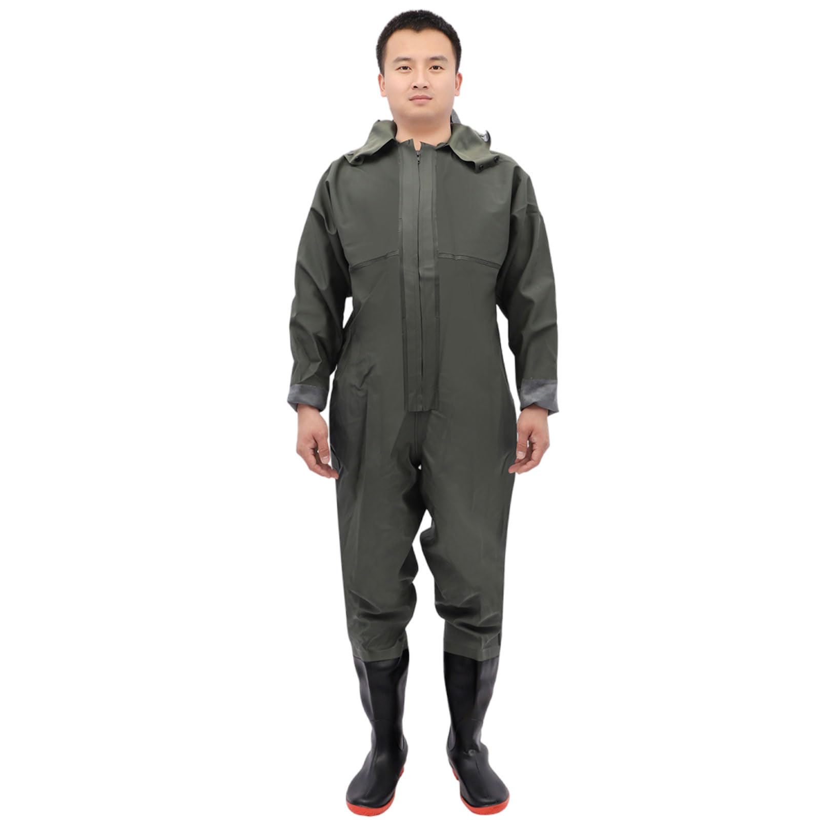 Waders de Poitrine Chasse avec Bottes,Waders de pêche Classic,Waders de Poitrine de pêche,Chasse Waders,Respirant,Bandoulière réglable,Taille élastiquée,pour Pêche et Chasse avec Poche