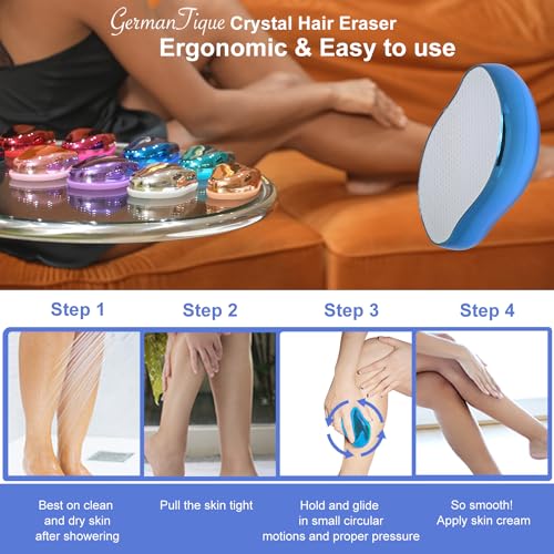Image of Crystal Hair Eraser,Natural Crystal Hair Remover,Reusable Painless Nano Glass Hair Removal Device Without Shaver,Gentle Crystal Epilator and Exfoliator for Soft Silky Skin(Royal Blue)