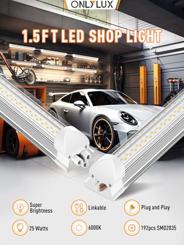 Image of OnlyLux LED Shop Light, 25W 3750LM 6000K Super Bright(6 Pack)