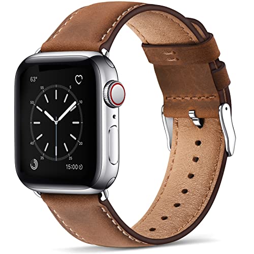 WFEAGL Lederarmband Kompatibel Apple Watch Armband 49mm 44mm 45mm 42mm(Series 3/2/1) 46mm(Series 11 10) Echtes Lederband Ersatzarmband für Herren Damen für iWatch Series Ultra SE 11 10 9 8 7 6 5 4