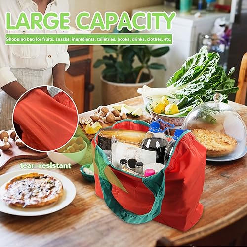 Realand Reusable Grocery Bags 4 Pack Large Heavy Duty Ripstop Shopping Colorful Foldable Tote Bulk with Pouch & Drawstring Machine Washable Nylon Lightweight for Pocket - Image 4