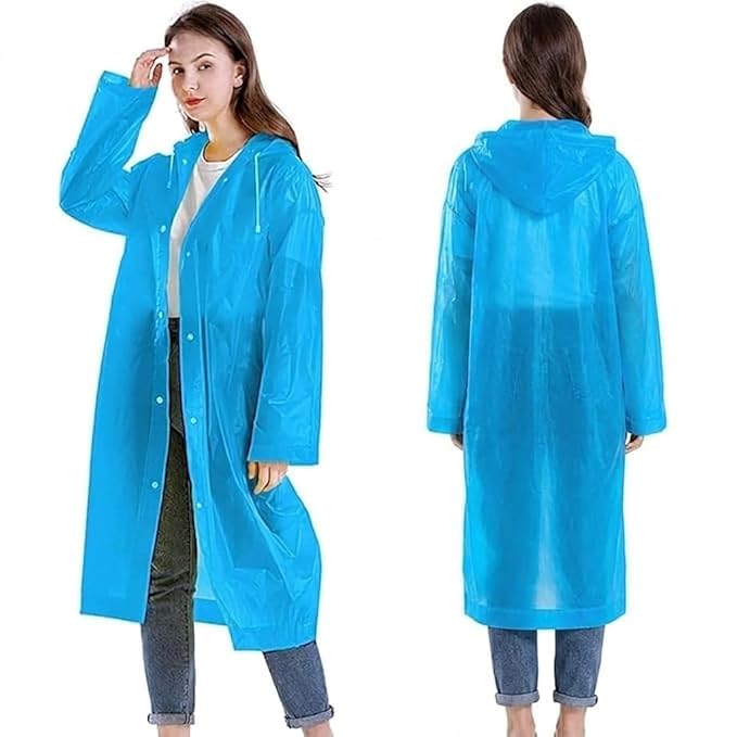 Portable Waterproof EVA Raincoat for Men & Women | Lightweight Reusable Raincoat with Hood | Foldable Travel Rain Coat for Outdoor Activities, Camping, Hiking & Daily Commute