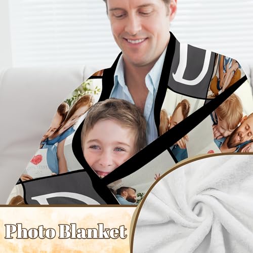 Personalised Blanket with Photo Text, Customised Picture Blanket for Adult Family, Custom Blanekt, Personalised Christmas Valentines Fathers Day Birthday Gifts for Dad Daddy Men from Daughter Son - Image 4