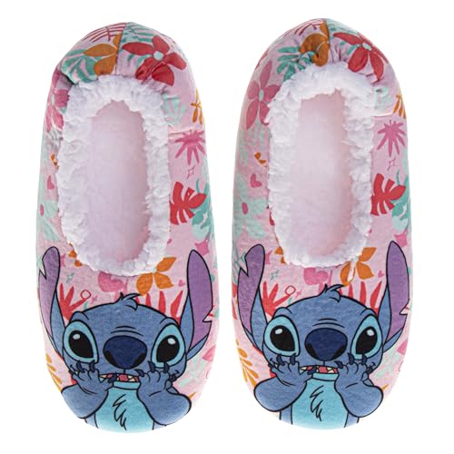 Josmo Lilo and Stitch Slipper Socks for Women - Plush Soft Cozy SlipOn Sock Slippers with Grip - Multi Colors (Size 5-6 Adults)