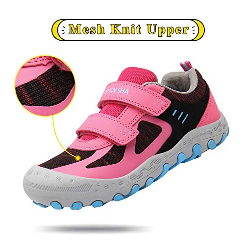Mishansha Boys Girls Hiking Shoes Mesh Knit Low Top Sneakers Outdoor Trekking Walking Climbing Running Rose Big Kid 4.5 #TOP1