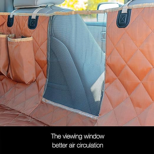 Image of Dog car seat Cover (Mesh Window Hatchback Car seat Cover, Beige)