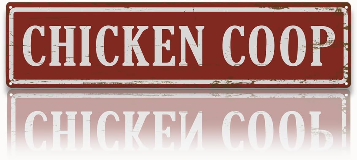 Duetom Rustic Farmhouse Style Chicken Coop Sign, Metal Outdoor Chicken House Signs, Retro Metal Tin Sign, Wall Decor Art, Farmhouse Decor, Backyard Hen House Gift 4x16 Inch