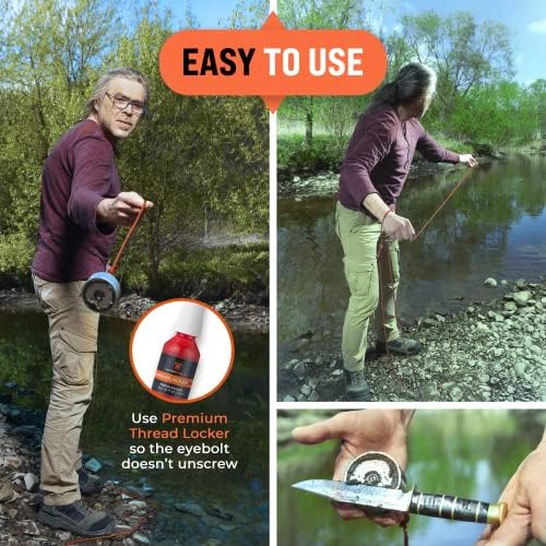 Miniatura 2 de Kit de pesca con imán, imanes redondos de neodimio de 400 libras (399.0 lbs) con fuerza de tracción, rojo y negro, con cuerda de nailon de 65 pies