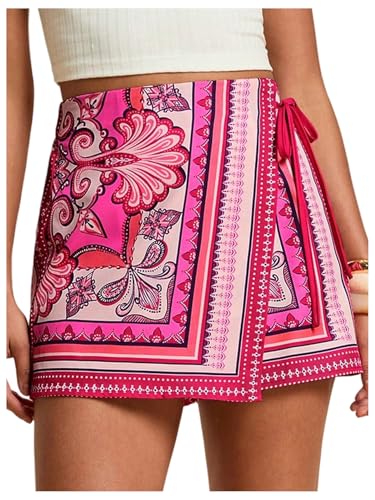 Image of SweatyRocks Women's Boho Mini Skirts Floral Shorts Tie Side Wrap Skorts