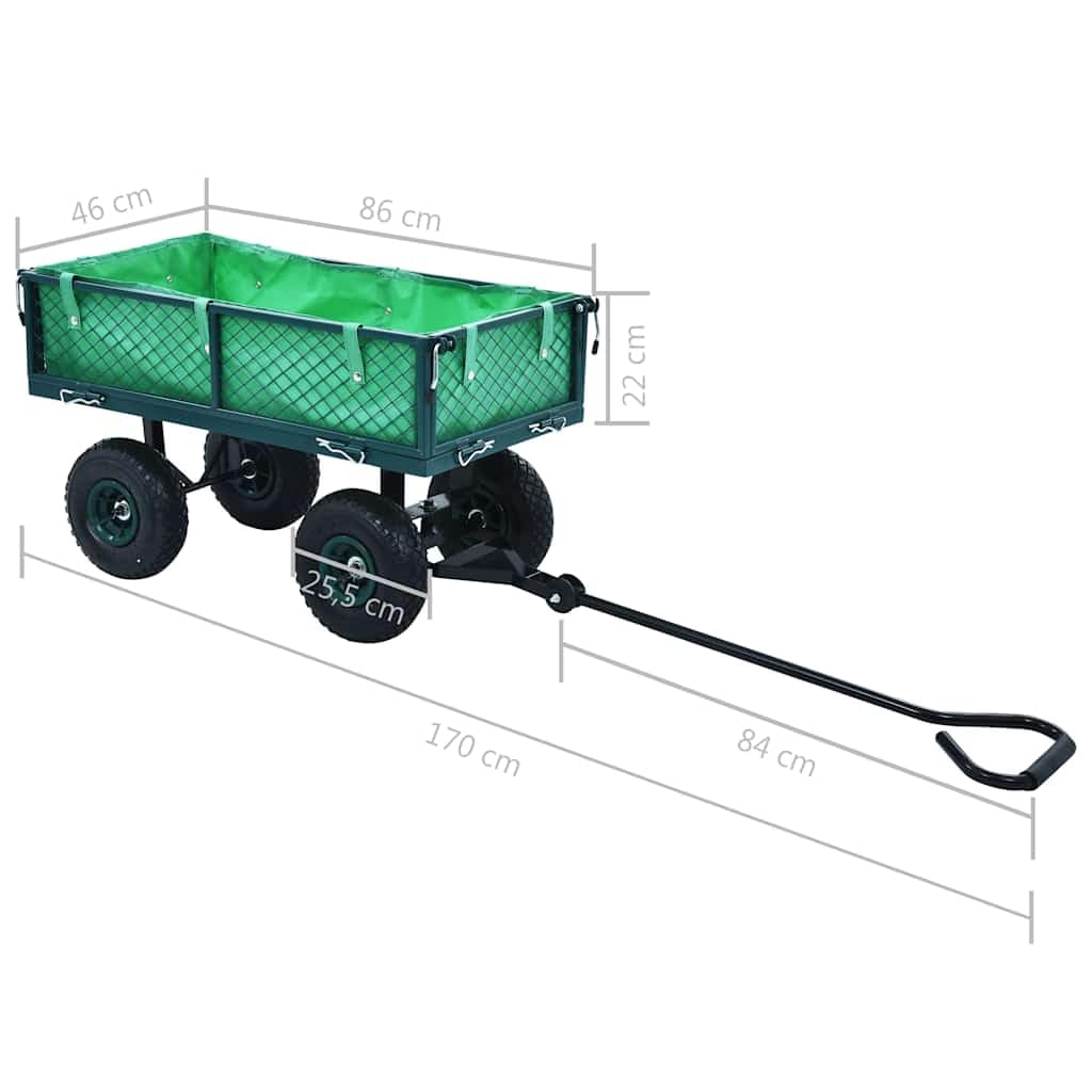 Gartenwagen Grün Stahl 86x46,5x97 cm mit 250 kg Tragkraft, Seitenwände Öffnen, PU-Gummiräder, Transportwagen für Garten, Rollwagen und Plattformwagen Einsatz