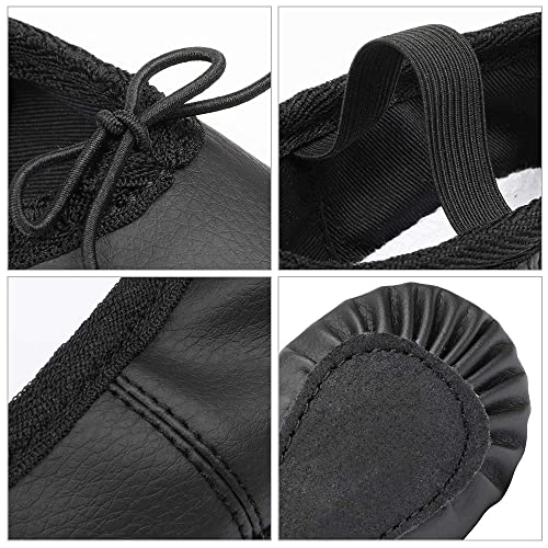 Image of Toddler Ballet Shoes for Girls Baby Ballet Slippers Leather Ballerina Flats | Full Sole Kids Dance Shoes