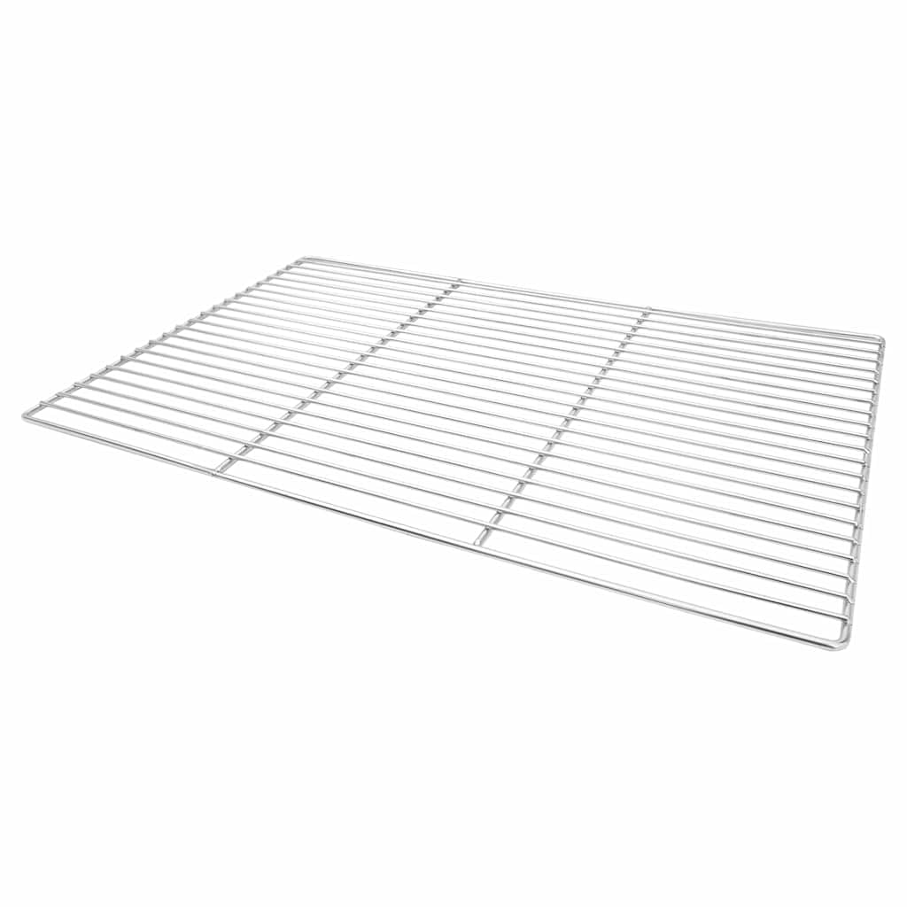 Grill ze stali nierdzewnej 67 x 40 cm srebrny | Prostokątny, odporny na rdzę, równomierne gotowanie, łatwe czyszczenie, do ogrodu i tarasu