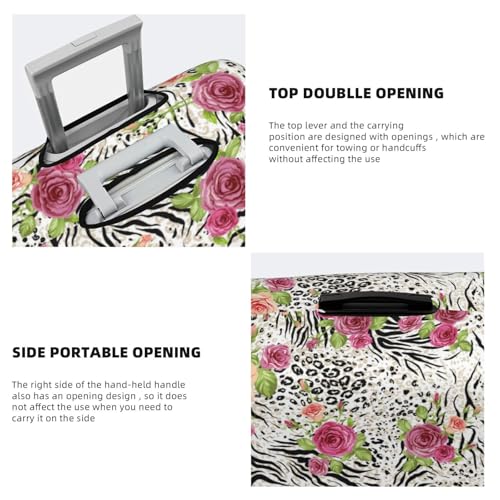 VOSERY Travel Luggage Cover - Roses Mixed Zebra Washable Suitcase Covers Protector Fits 18-32 Inch Luggage3