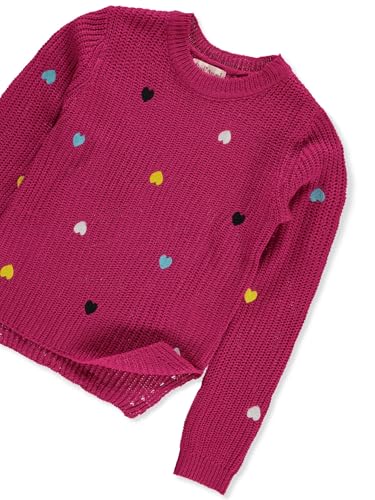Pink Angel Girls' Rainbow Hearts Sweater - Fuchsia, 2t3