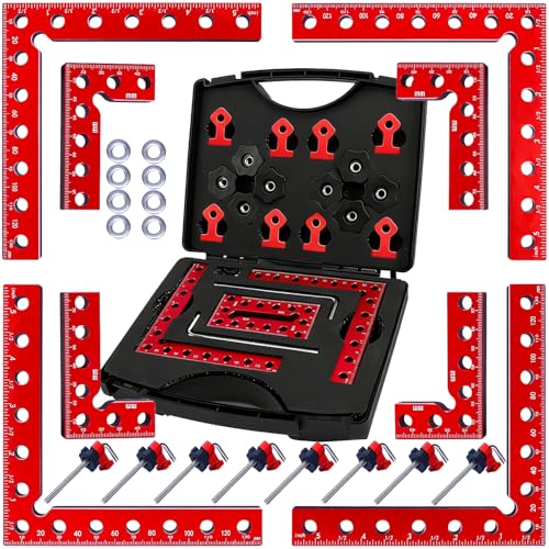 Maziloxe Corner Clamps for Woodworking, 8PCS 90 Degree Right Angle Clamps with Storage Box, 4PCS 5.5' & 4PCS 3.14' Aluminum Alloy Positioning Squares Woodworking Tools for Cabinets, Frames, Drawers