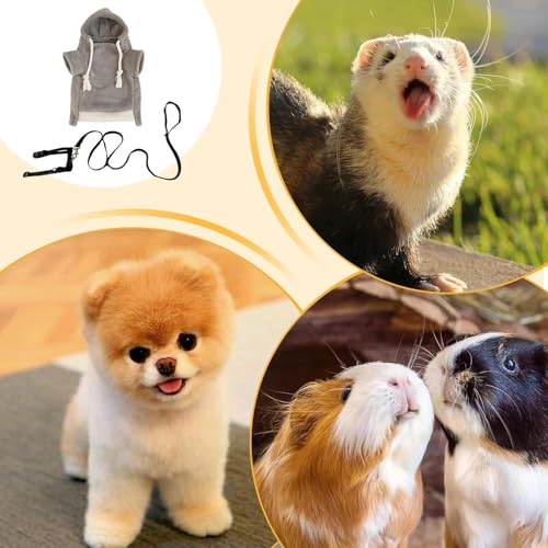Traje de hámster y hurón con arnés para sudadera de conejo y gato 5