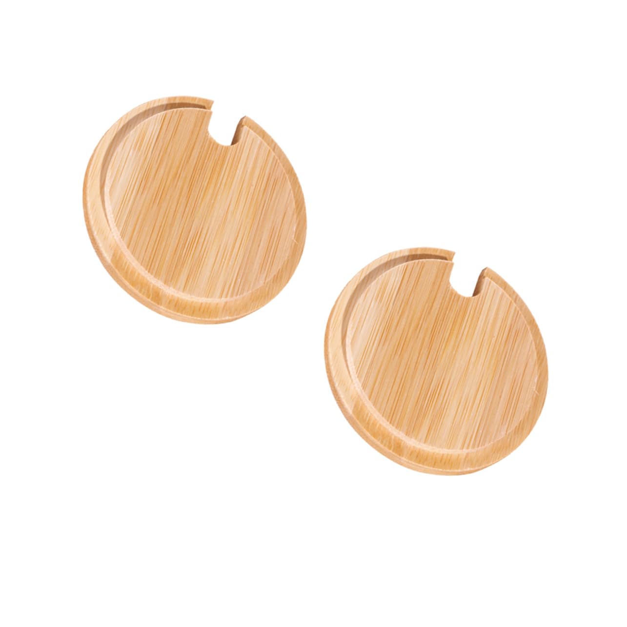 GLEAVI 2pc Bamboo Cup Cover Lid Mug Cup Lid for Camping Tea Water Spoon Rest Coaster Pad for Ceramic Glass Plastic