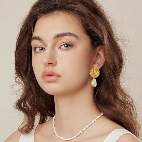 Gold Shell Drop Earrings for Women Seashell Dangle Earrings Ocean Beach Earrings Summer Jewelry Gift4