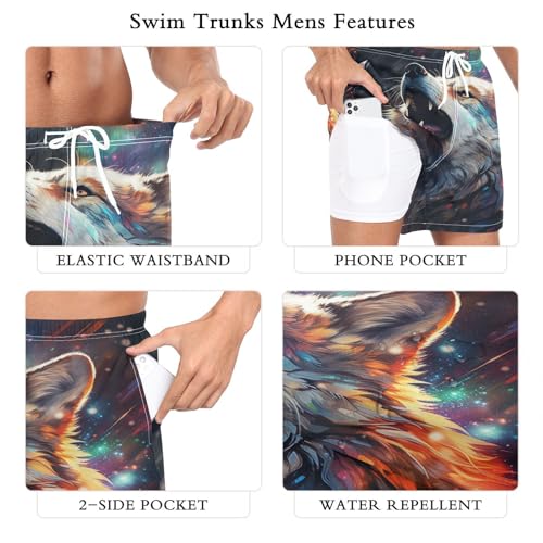 Short de bain loup homme séchage rapide pour plage