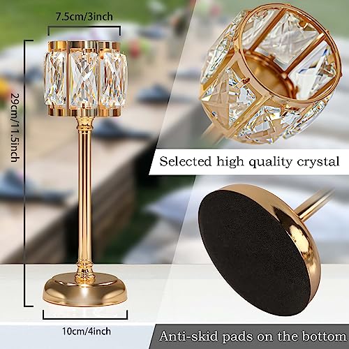 3 Arms Crystal Candle Holders, Arch Candlestick Table Candelabras Centerpieces for Wedding, Dinning Room, Cabinet Ornaments, Home Decoration, Gift (3-arm Arched Set, Gold) - Image 3