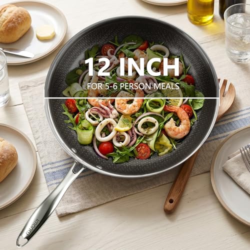 Image of imarku 12-Inch Non Stick Frying Pan with Lid, PFOA-Free Ceramic-Coated