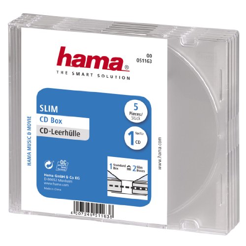 Preisvergleich Produktbild Hama CD-Leerhülle Slim, 5er-Pack, Transparent