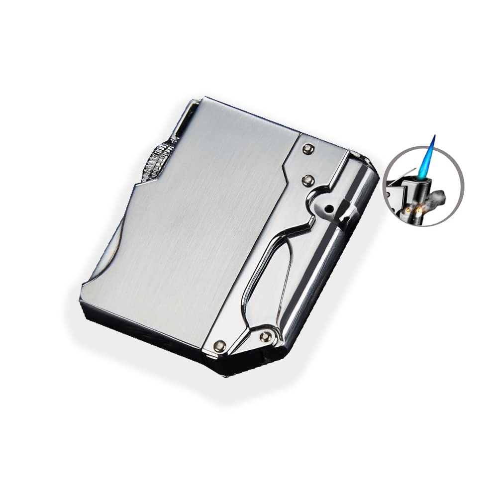 Torch Lighter, Cool, Unique Design, Inflatable and Adjustable, Butane Lighter, Men's Gift (Butane Not Included) (Sliver)