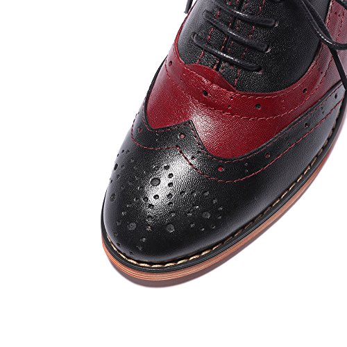 Image of Mona flying Womens Leather Wingtip Oxfords Brogue Shoes Lace-up Flats