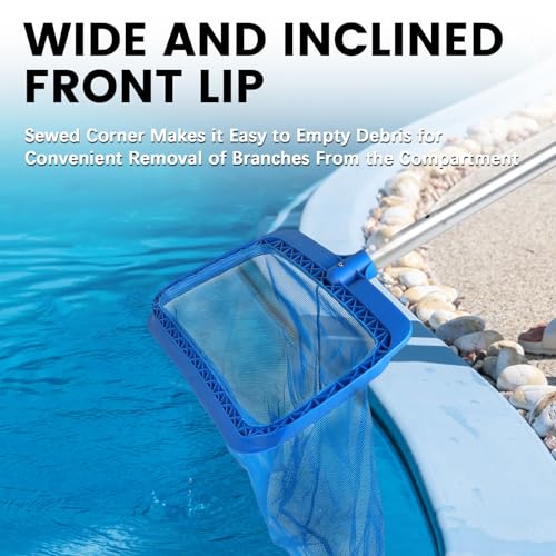 LALAGO Pool Reinigungsset, 4 Stück Pool Zubehör Reinigung Set, comprend 17″Poolbürste & Drehbare Handscheuerbürsten & 175cm Aluminium Griff & Pool Kescher, Professionelles Pool Reinigungsset – Bild 3