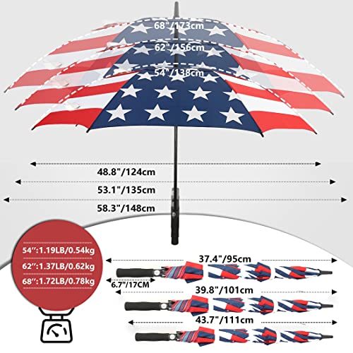 Llanxiry AMERICAN FLAG Umbrella Large Golf Umbrellas For Rain Windproof 54/62/68 Inch Automatic Open Double Canopy Oversized Vented Stick Umbrellas thumb #4