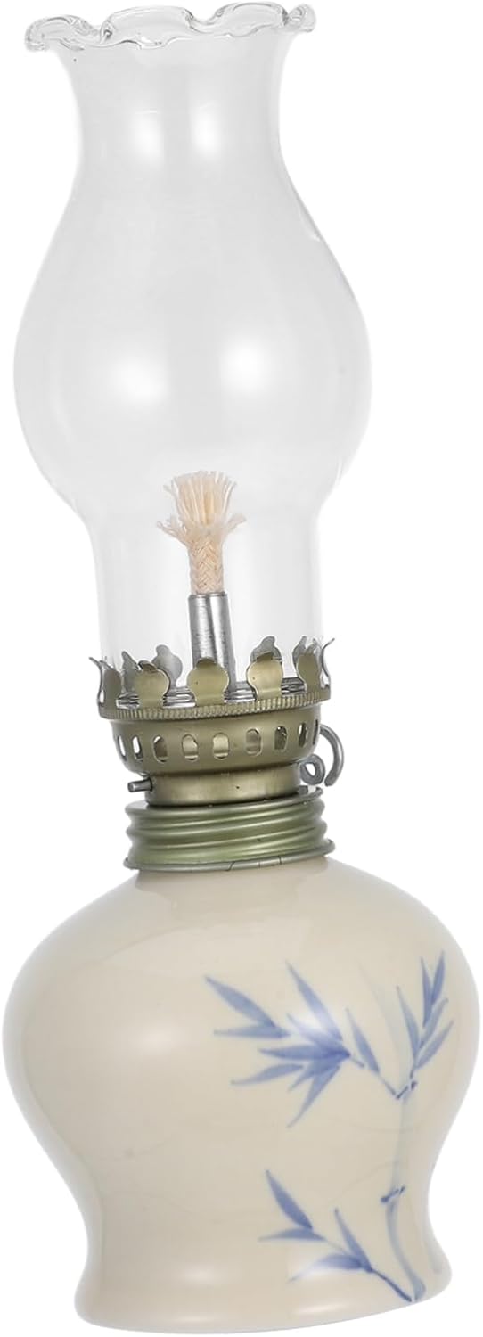 Emergency Led Kerosene Lamp Vintage Design Refillable Glass Oil Lantern for Indoor Outdoor Decor