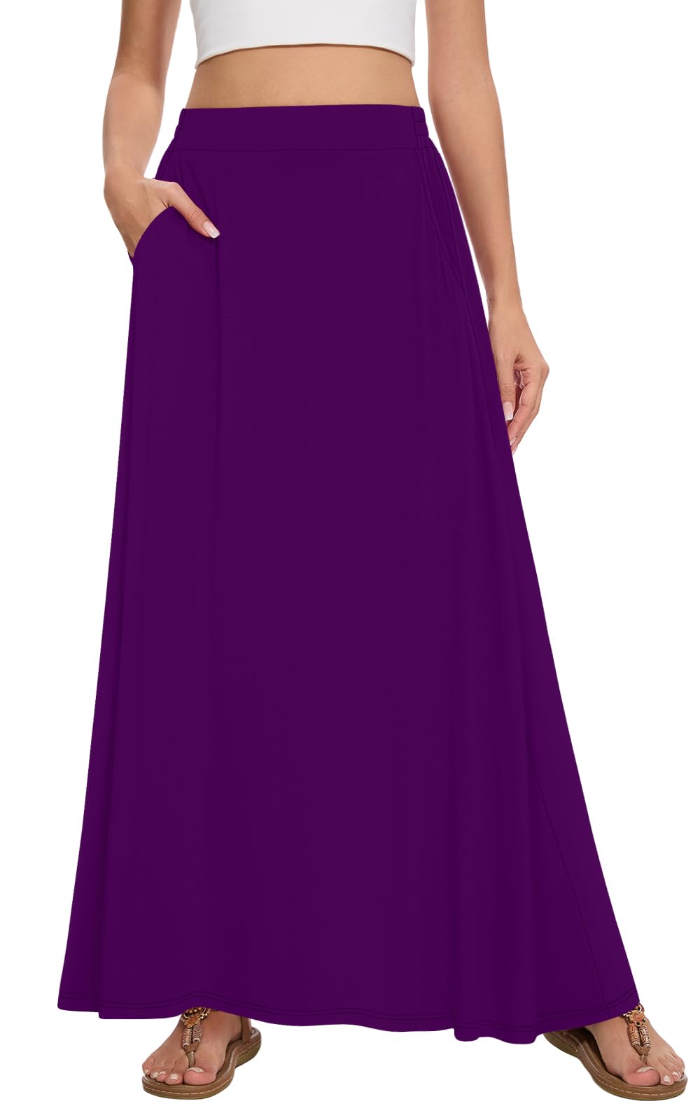 Womens Maxi Skirt Long Flowy Summer A-Line High Waist Skirts