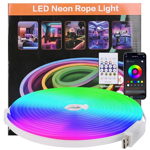 Zoelele Ruban LED Néon 5M, 5V Flexible Bande Led, IP67, APP, Télécommande, Synchronisation Musicale,Peut être Coupé, pour Intérieur, Extérieur, Decoration Chambre